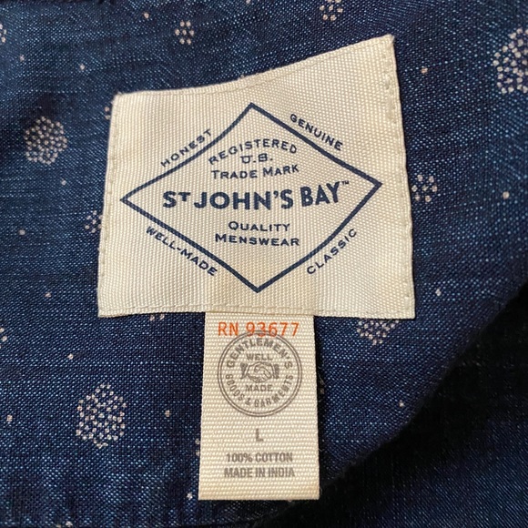 St. John's Bay Long Sleeve Button Down Shirt Men Large Blue - Picture 7 of 7